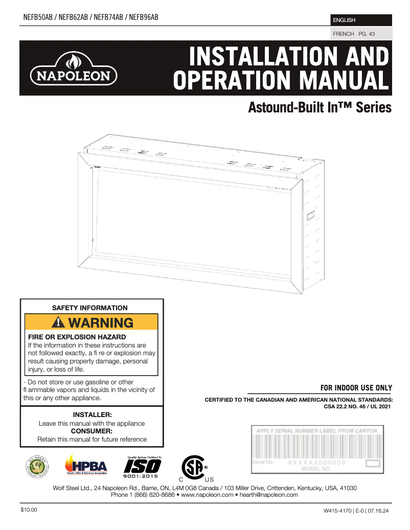 Image de la première page du manuel de l'appareil Astound-Built In NEFB62AB