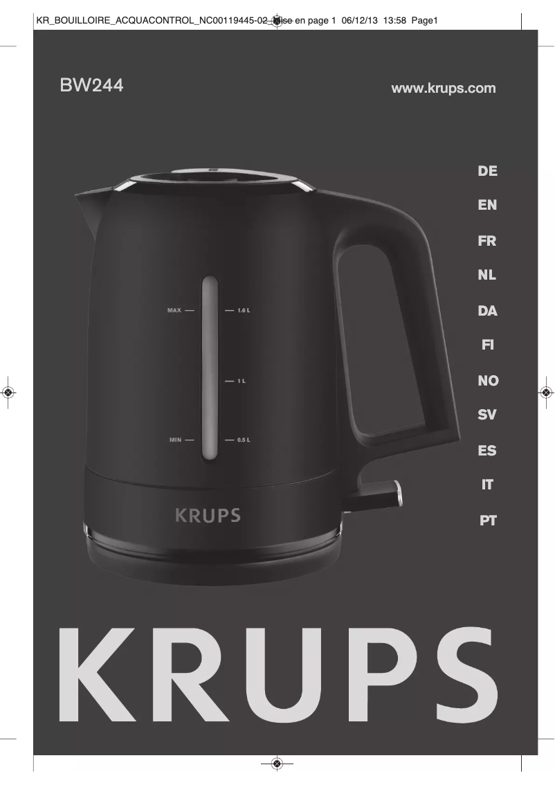 Page n°1 - Manuel utilisateur Krups Pro Aroma BW2441