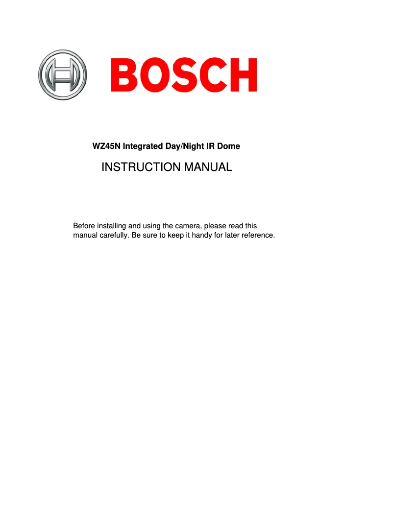 Page n°1 - Manuel utilisateur Bosch WZ45NV312-0-P