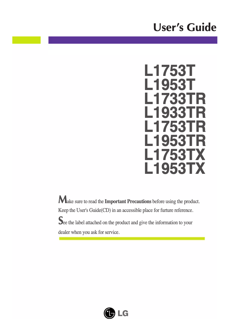 Page 1 de la notice Manuel utilisateur LG L1953TS