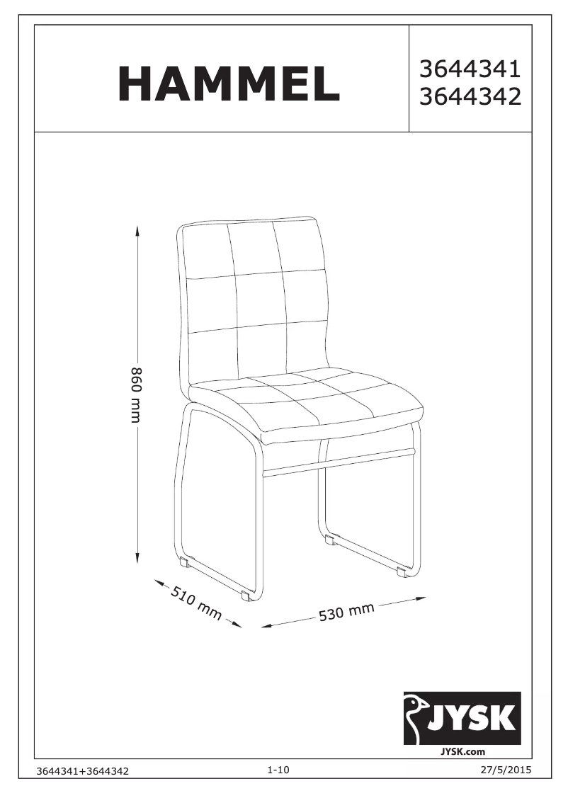 Page n°1 - Manuel utilisateur JYSK Hammel