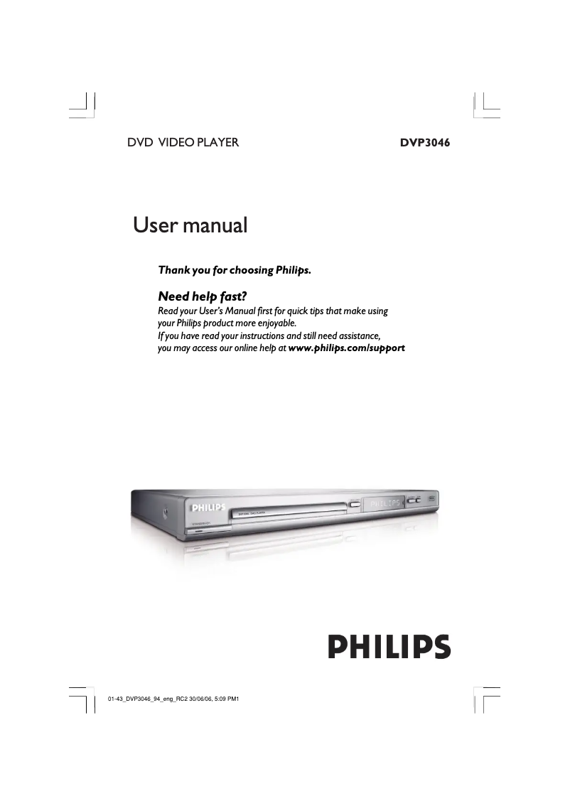 Page 1 de la notice Manuel utilisateur Philips DVP3046