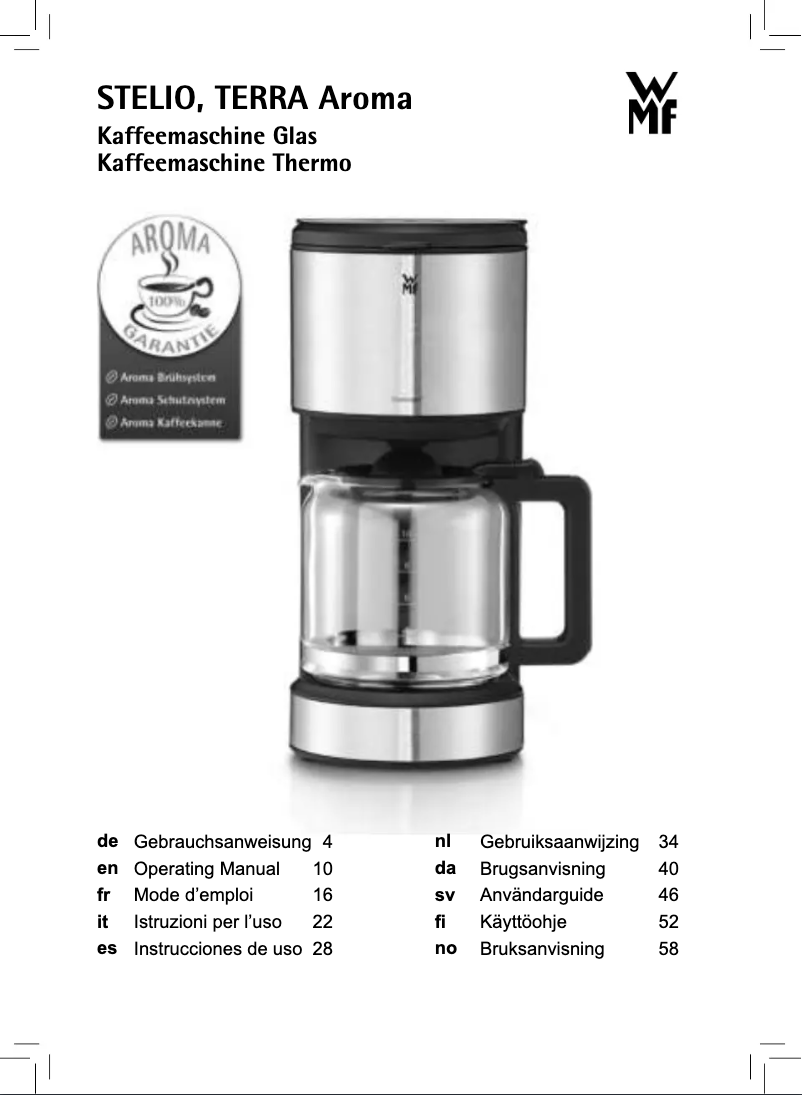 Page n°1 - Manuel utilisateur WMF Stelio