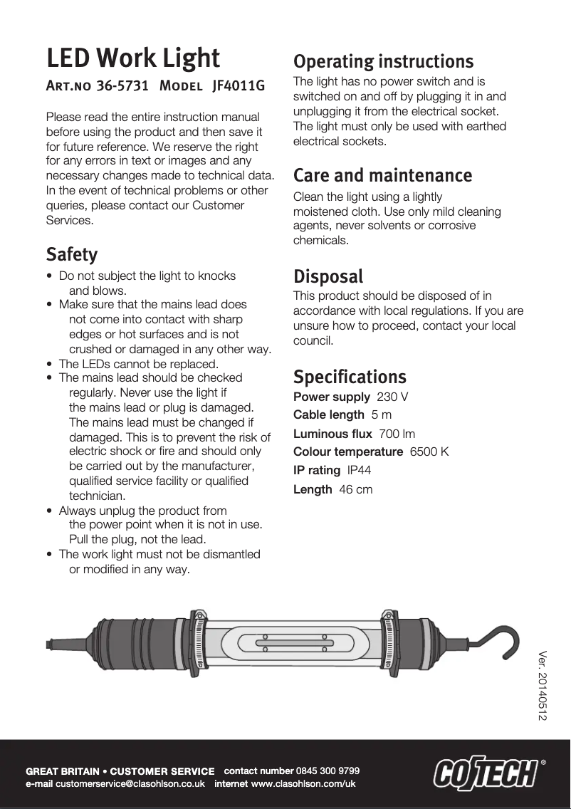 Image de la première page du manuel de l'appareil JF4011G