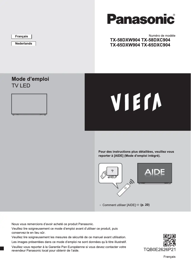 Página 1 del manual Guía de inicio rápido Panasonic TX-58DXW904