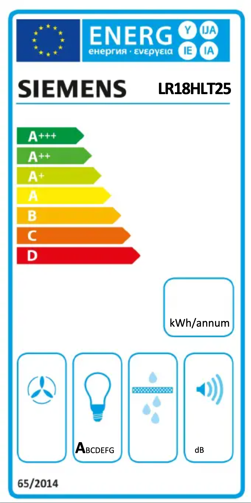 Page 1 de la notice Label énergétique Siemens LR18HLT25