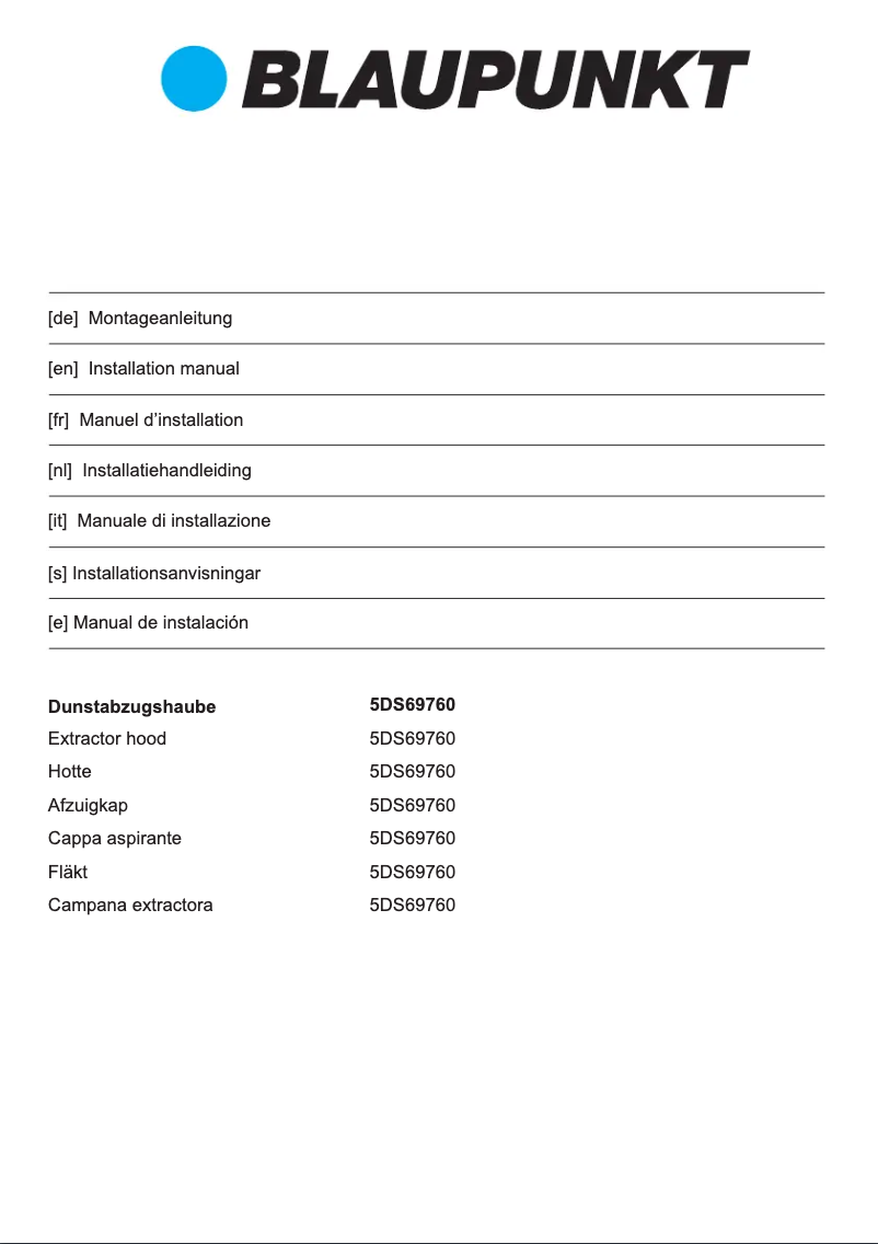 Page n°1 - Guide d'installation Blaupunkt 5DS 69760