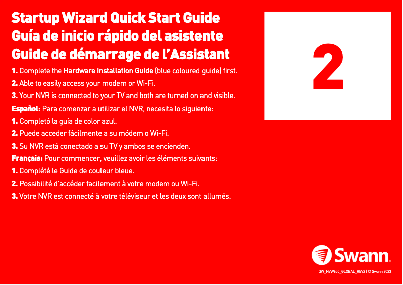 Page 1 de la notice Guide de démarrage rapide Swann SONVK-650KH4S4