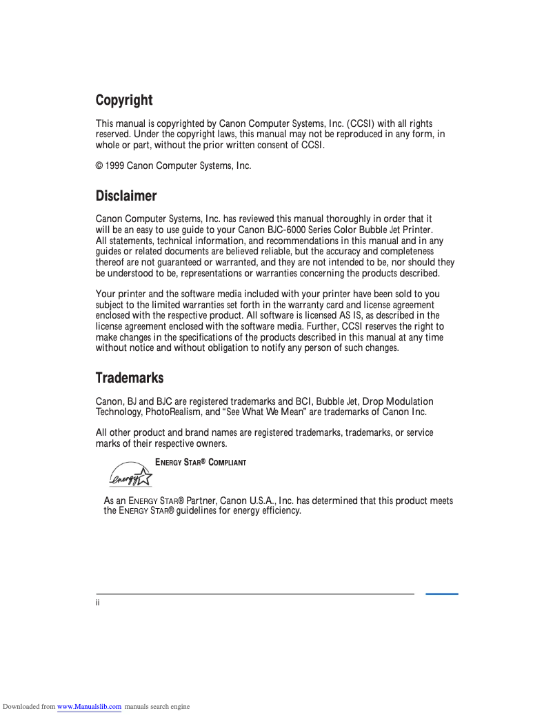 Image de la première page du manuel de l'appareil BJC-6000