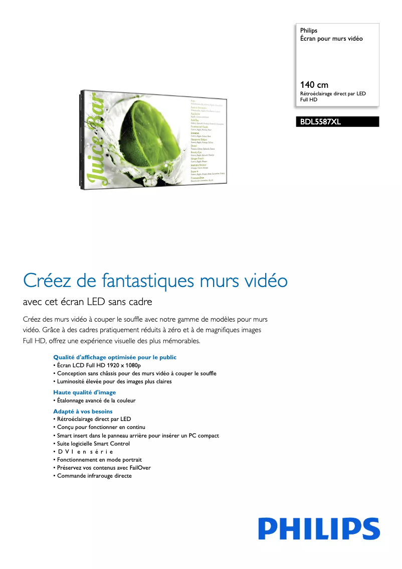 Page n°1 - Fiche technique Philips BDL5587XL