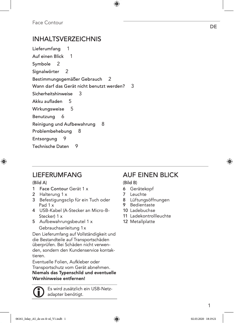 Page 1 de la notice Manuel utilisateur Maxxmee Face Contour 06161
