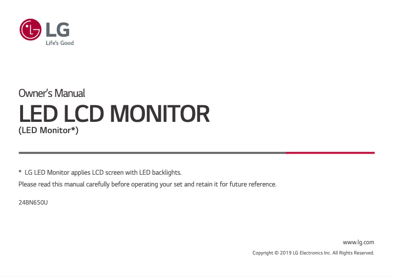 Page 1 de la notice Manuel utilisateur LG 24BN650U