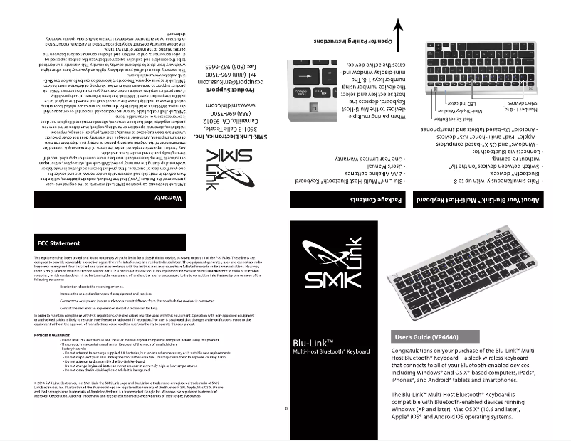 Page 1 de la notice Manuel utilisateur SMK-Link Blu-Link VP6640