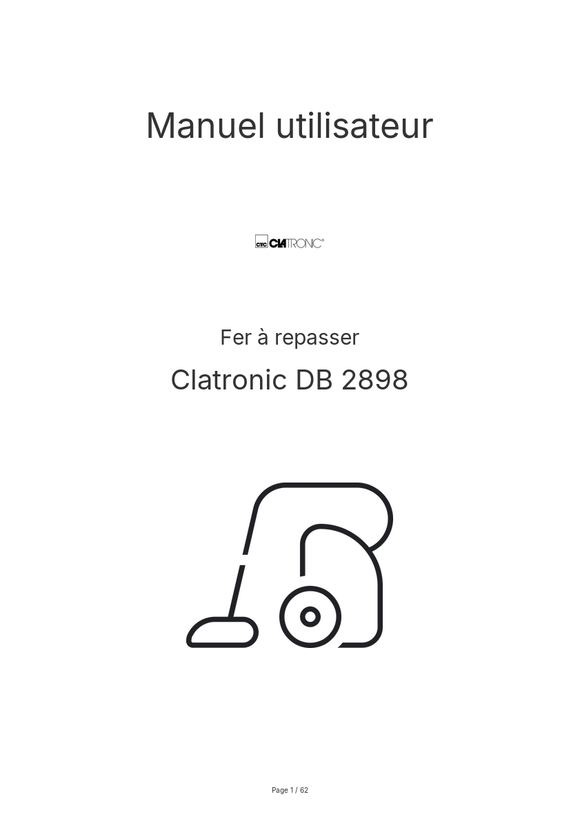 Page n°1 - Manuel utilisateur Clatronic DB 2898