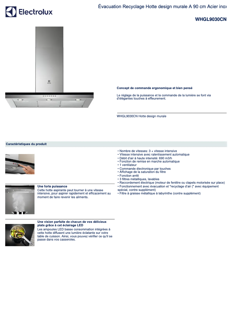 Page n°1 - Fiche technique Electrolux WHGL9030CN