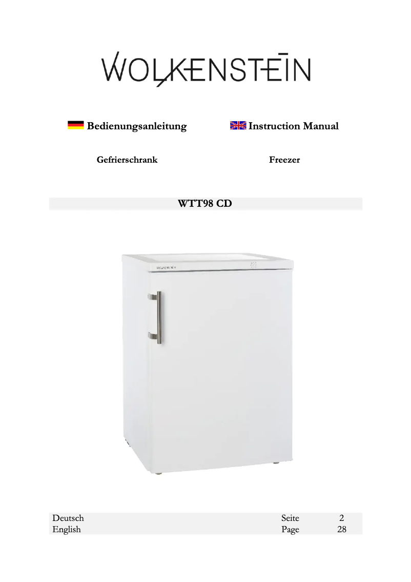 Page n°1 - Manuel utilisateur Wolkenstein WTT98CD