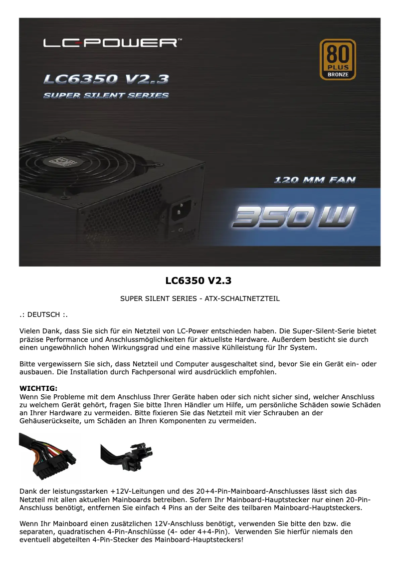 Page n°1 - Manuel utilisateur LC-Power LC6350 V2.3