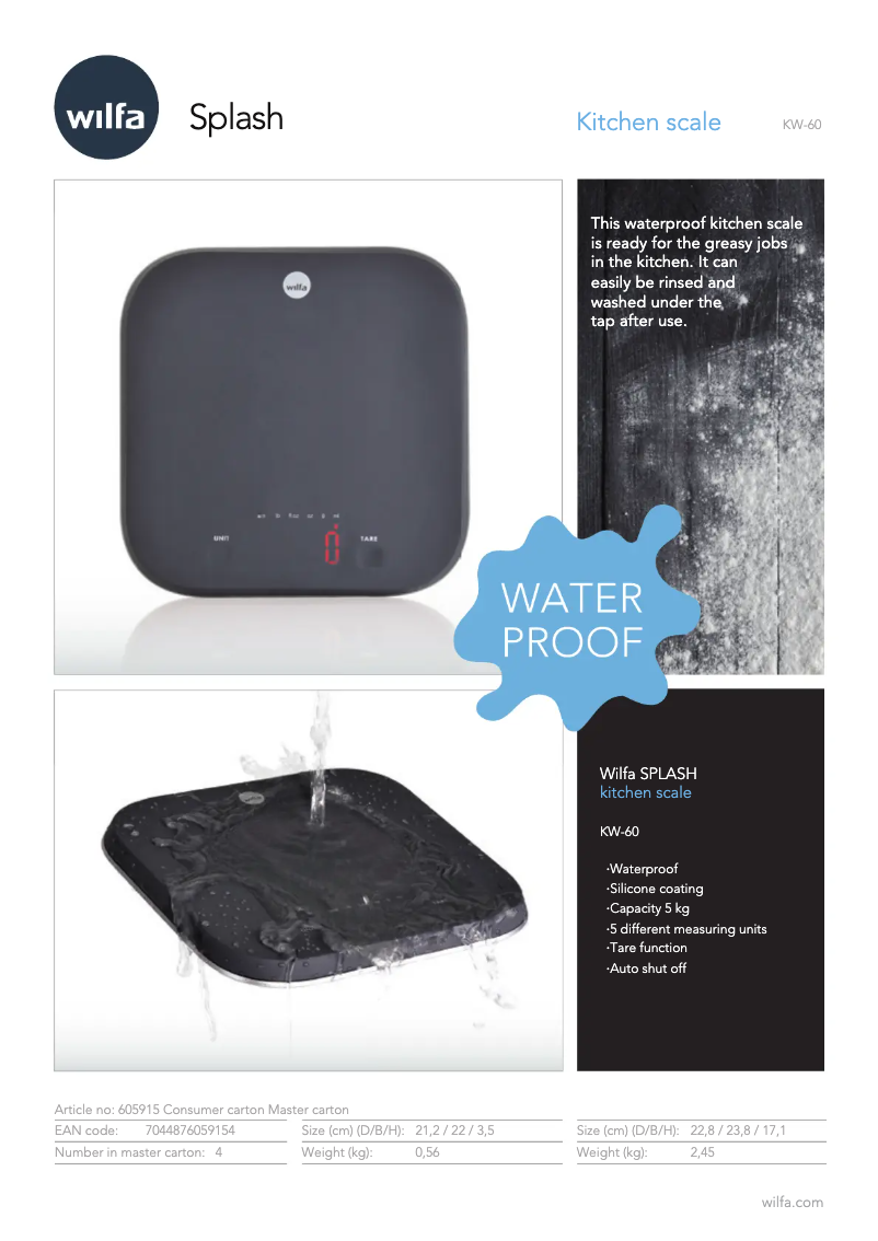 Image de la première page du manuel de l'appareil Splash KW-60