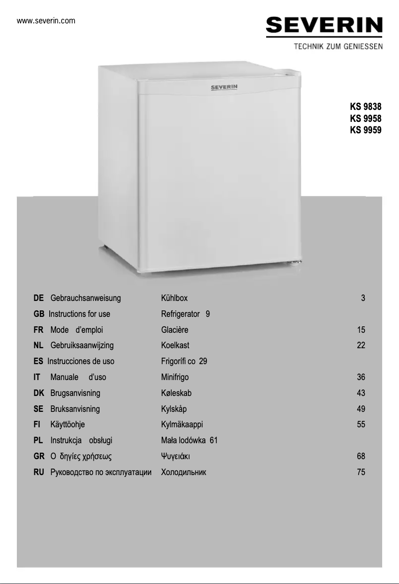 Imagen de la primera página del manual del dispositivo KS 9958