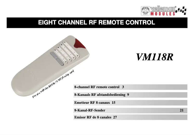 Image de la première page du manuel de l'appareil VM118R