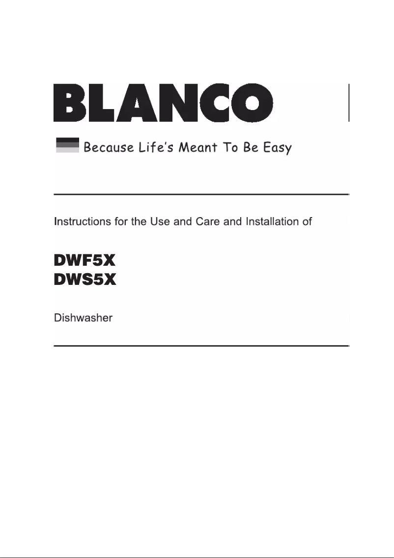 Page n°1 - Manuel utilisateur BLANCO DWS5X