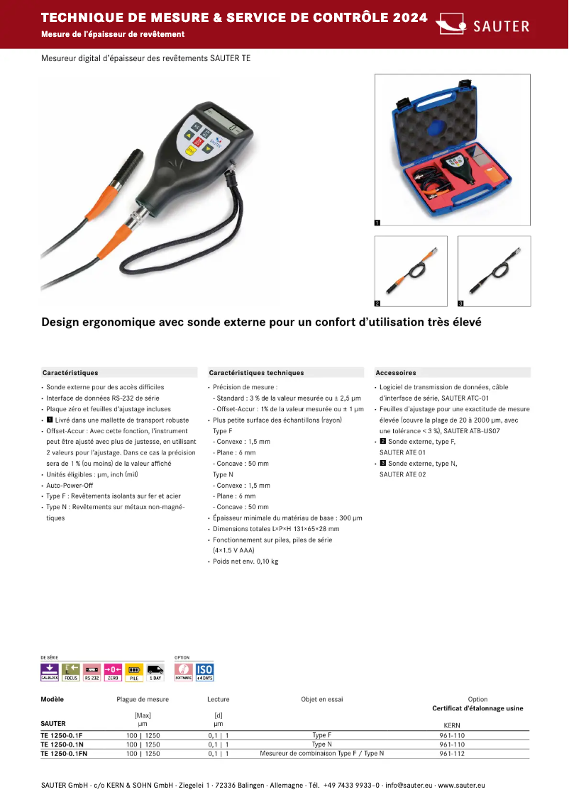 Page 1 de la notice Brochure Sauter TE 1250-0.1FN