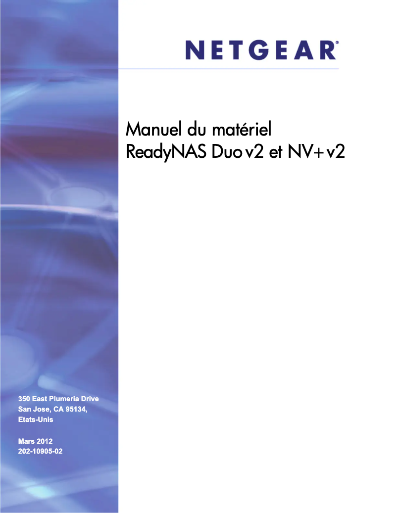 Page 1 de la notice Manuel utilisateur Netgear ReadyNAS RD2210v2