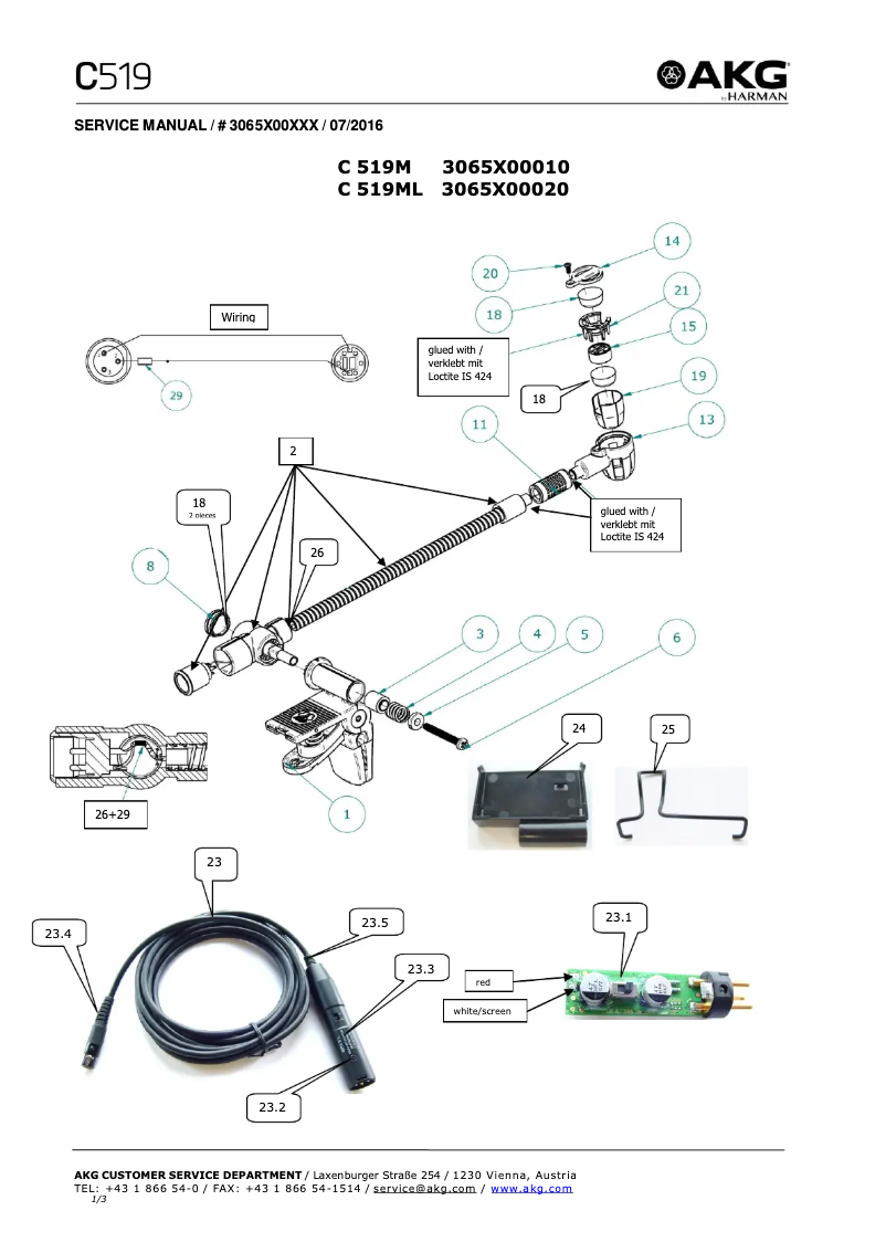 Page n°1 - Manuel utilisateur AKG C519 M
