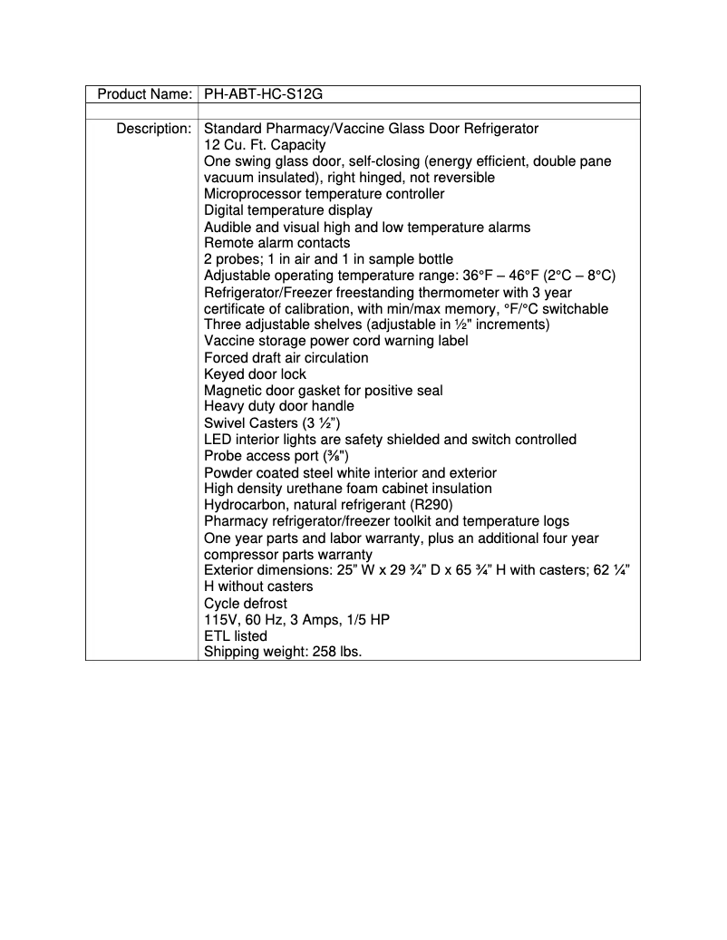 Page 1 de la notice Manuel utilisateur American BioTech Supply PH-ABT-S12G