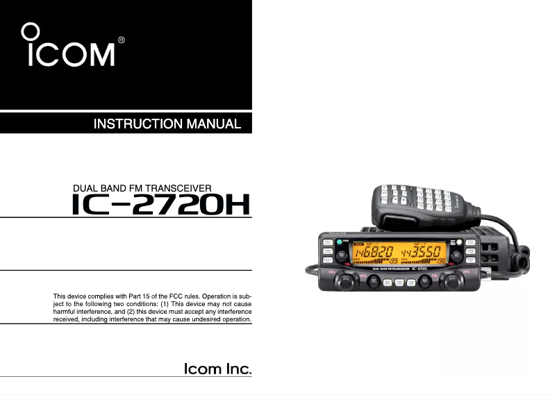 Page n°1 - Manuel utilisateur ICOM IC-2720H