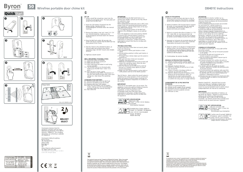 Page 1 de la notice Manuel utilisateur Byron DB401E