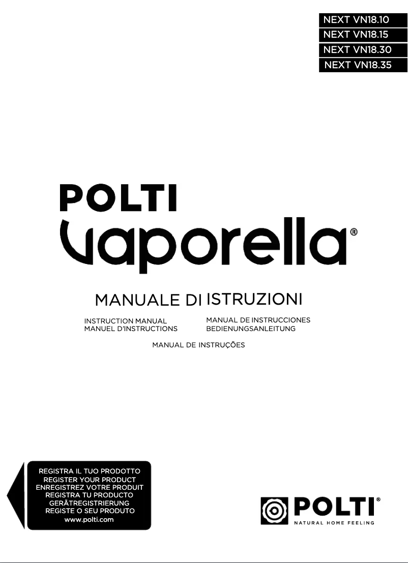 Image de la première page du manuel de l'appareil Vaporella Next VN18.35