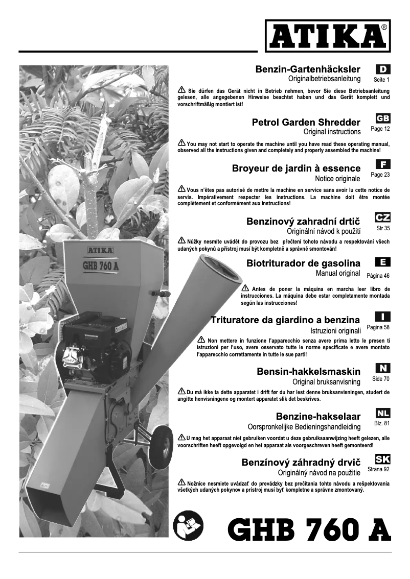 Page 1 de la notice Manuel utilisateur ATIKA GHB 760 A