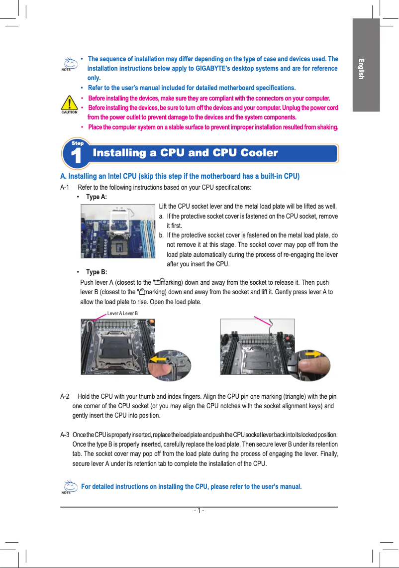 Page n°1 - Guide d'installation Gigabyte GA-990FXA-UD5 R5