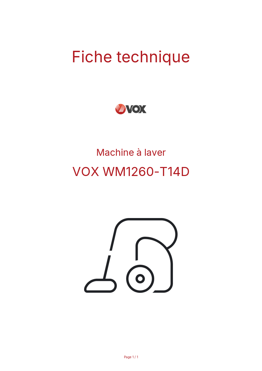 Image de la première page du manuel de l'appareil WM1260-T14D