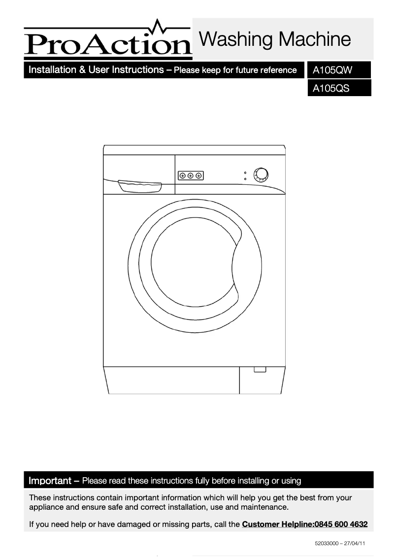 Página 1 del manual Manual de usuario ProAction A105QW