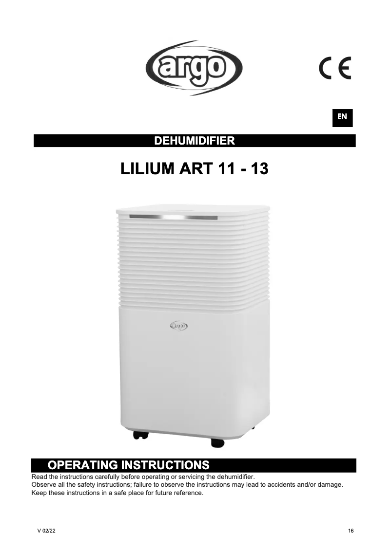 Page n°1 - Manuel utilisateur Argoclima LILIUM ART 13