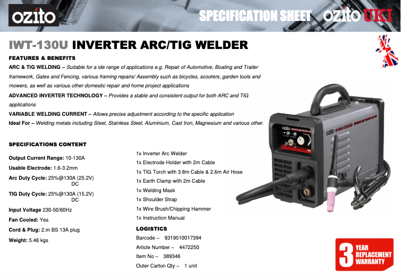 Image de la première page du manuel de l'appareil IWT-130U