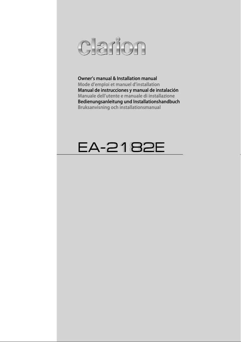 Page 1 de la notice Manuel utilisateur Clarion EA-2182E