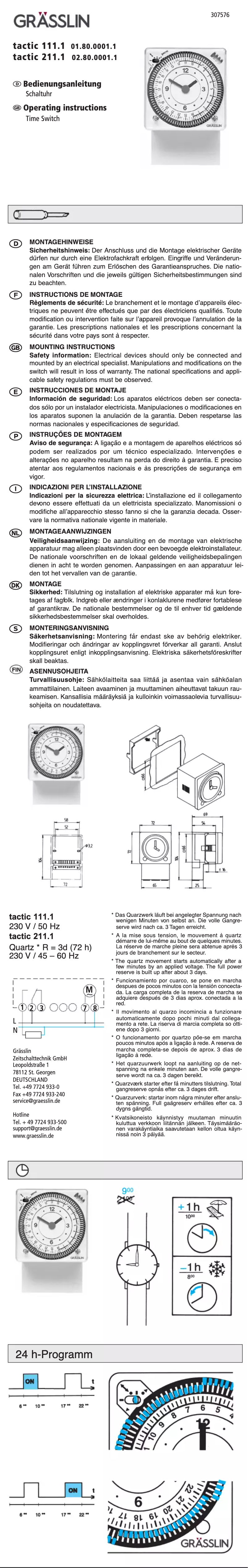 Image de la première page du manuel de l'appareil tactic 211 A