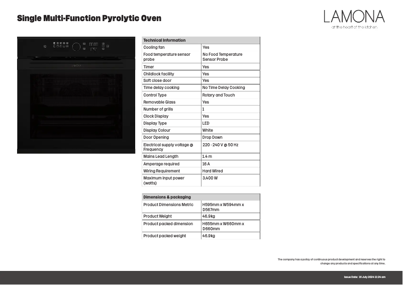 Page n°1 - Fiche technique Lamona LAM3712