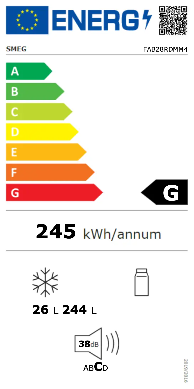 Page n°1 - Label énergétique Smeg FAB28RDMM4