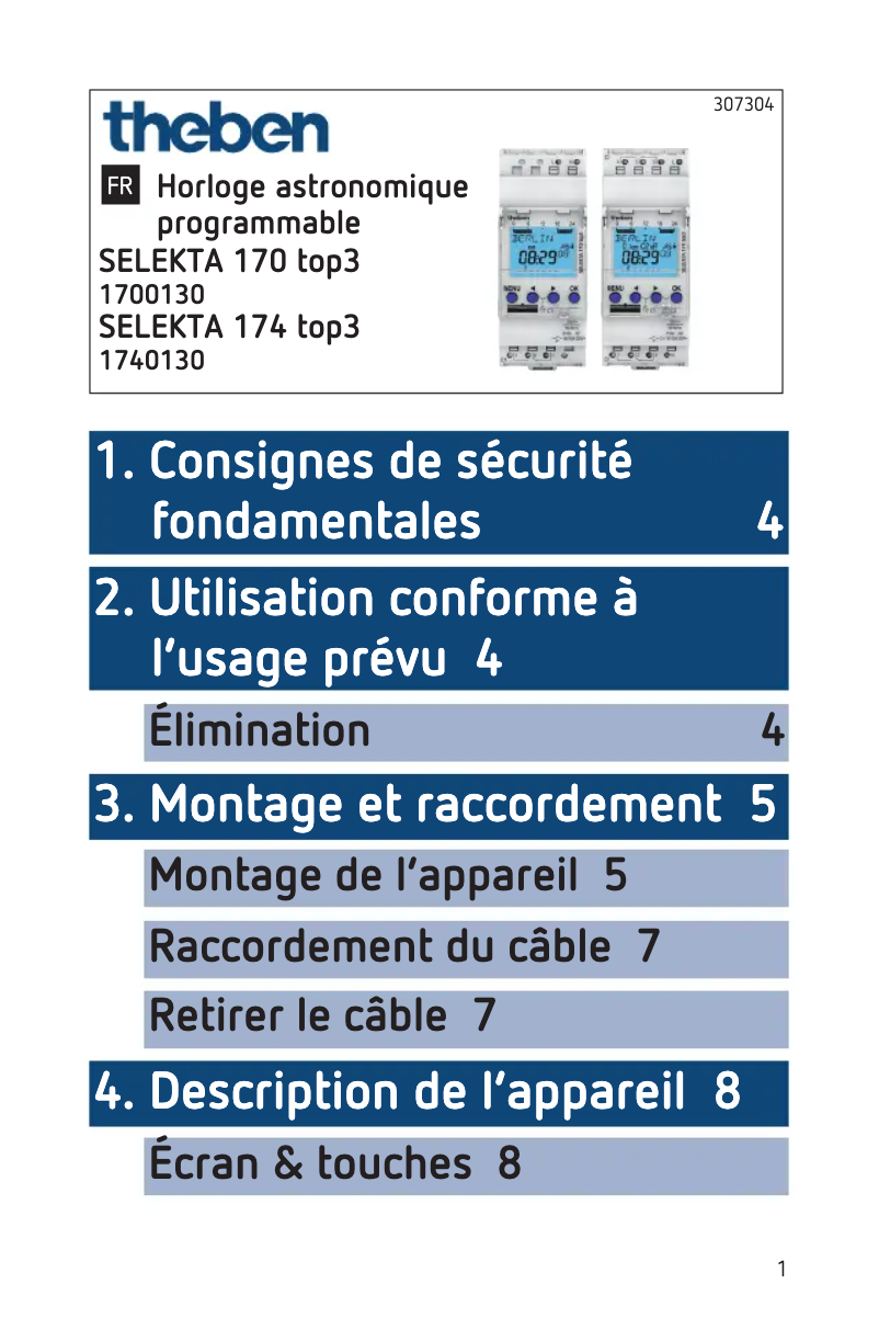 Page 1 de la notice Manuel utilisateur Theben Selekta 174 top3