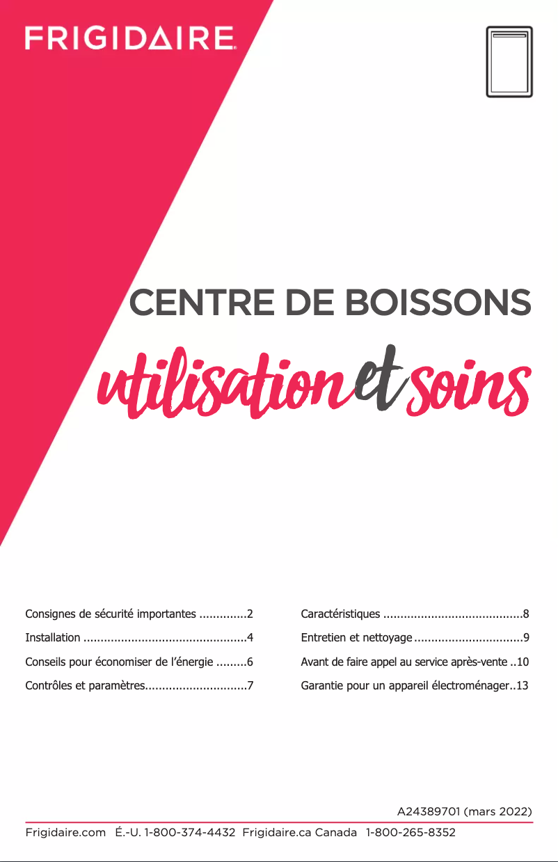 Page n°1 - Manuel utilisateur Frigidaire FRYB4623AS