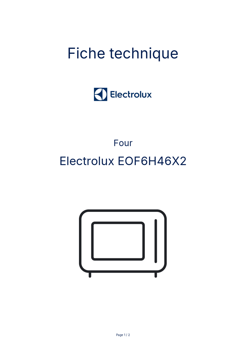 Page n°1 - Fiche technique Electrolux EOF6H46X2