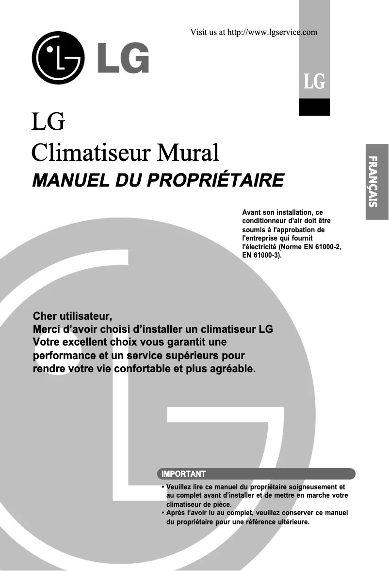 Page n°1 - Manuel utilisateur LG LSNH2468RM0