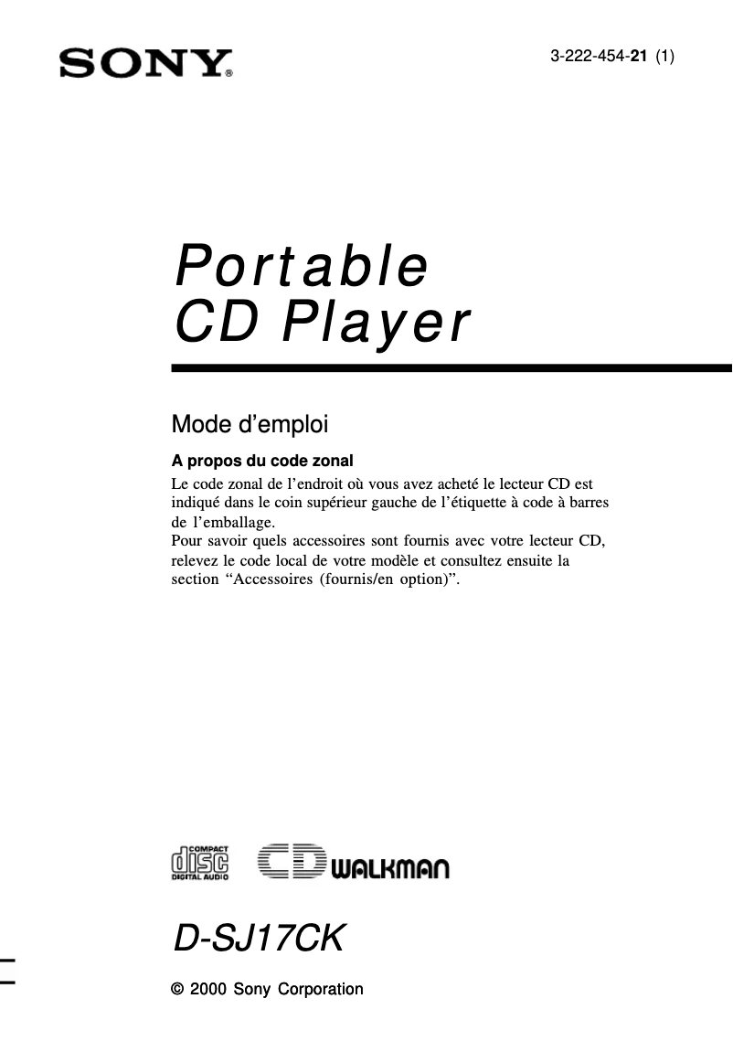 Image de la première page du manuel de l'appareil D-SJ17CK