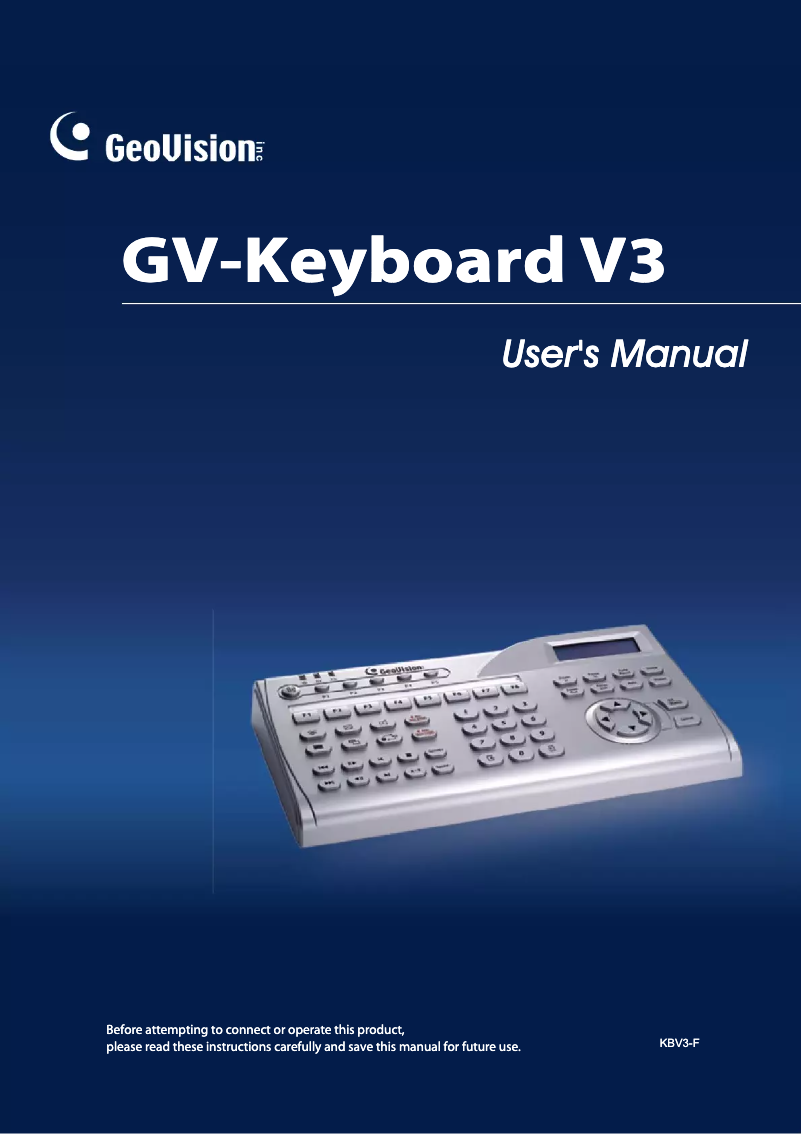 Page n°1 - Manuel utilisateur Geovision GV-Keyboard V3
