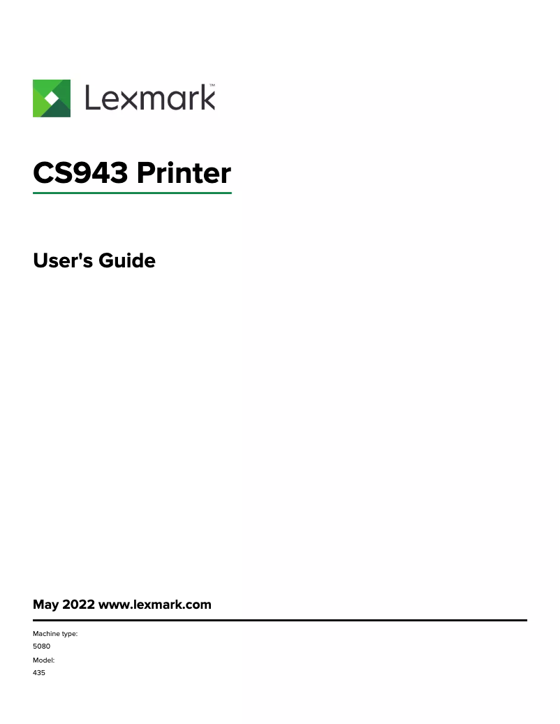 Page 1 de la notice Manuel utilisateur Lexmark CS943de