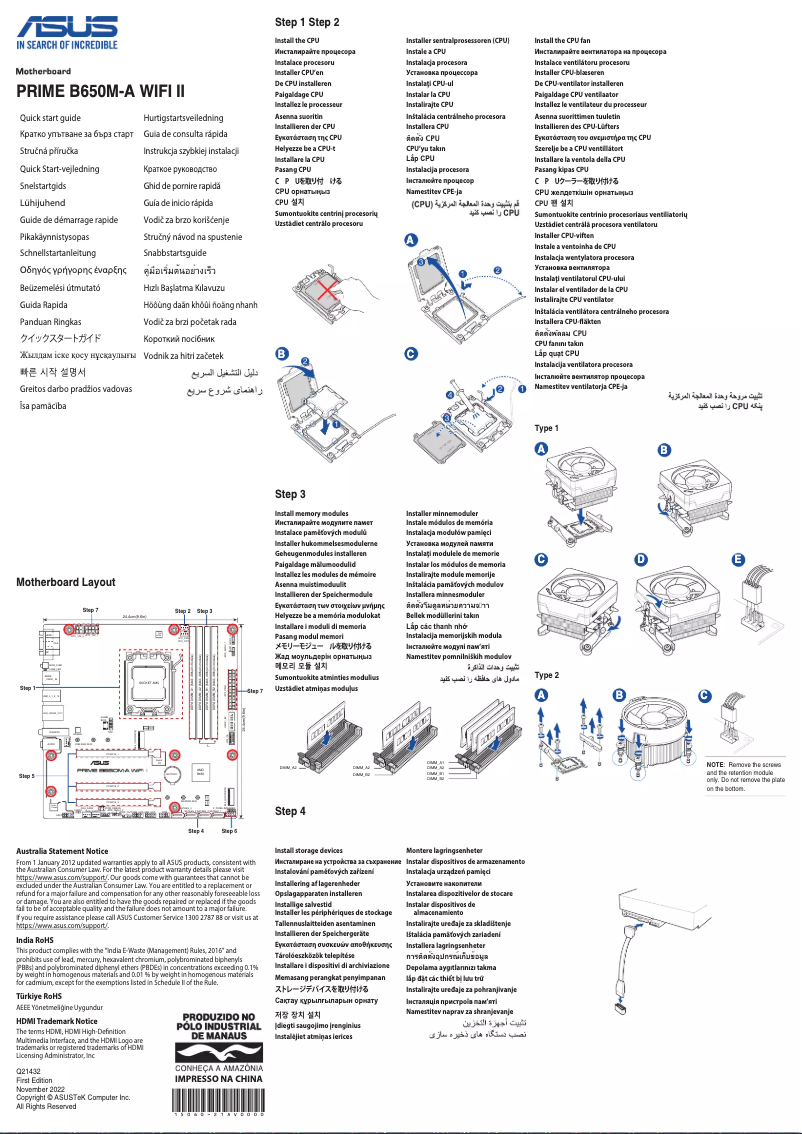 Image de la première page du manuel de l'appareil PRIME B650M-A WIFI II-CSM